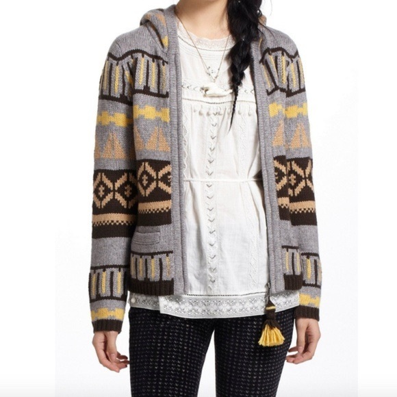EUC Anthropologie Sparrow Women’s Fair Isle Zip-Up Jacket Sweater